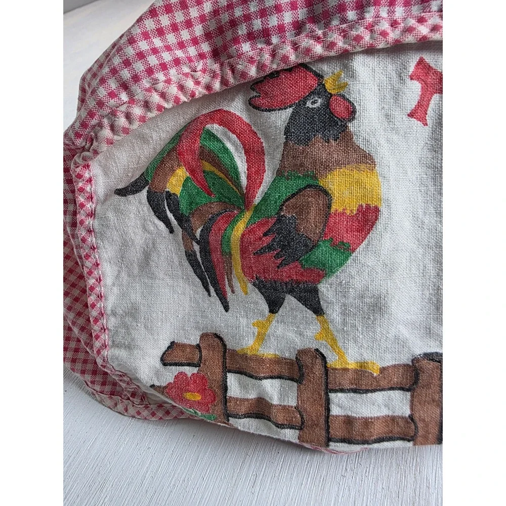 Vintage Rooster Toaster Cover Red Gingham Plaid Farmhouse Cottagecore Kitchen